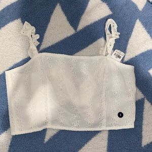 Hollister white cropped tie back tank
